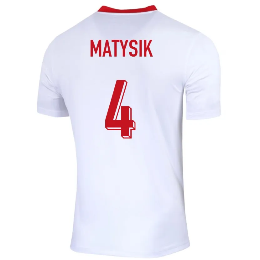 Danxen Donna Maglia Polonia Milosz Matysik #4 Bianco Kit Gara Home 24-26 Maglietta