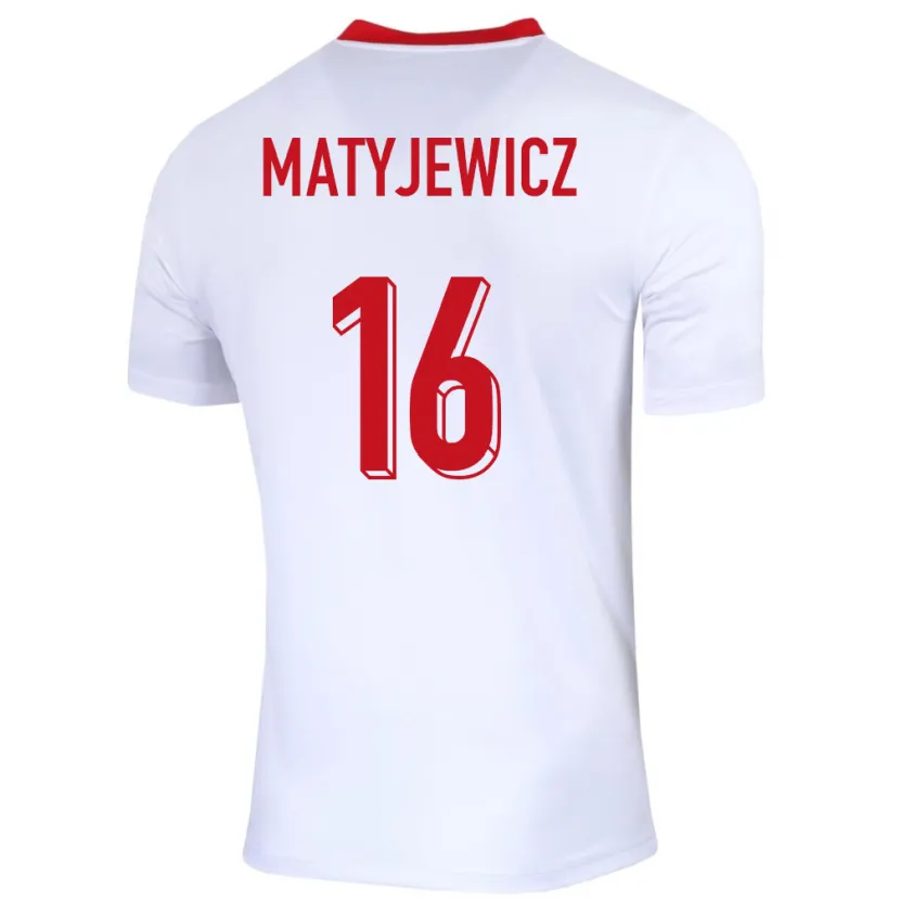 Danxen Donna Maglia Polonia Wiktor Matyjewicz #16 Bianco Kit Gara Home 24-26 Maglietta