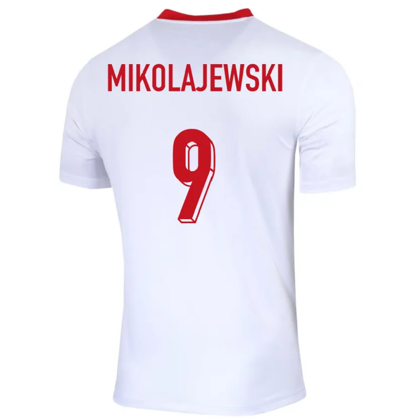 Danxen Donna Maglia Polonia Daniel Mikolajewski #9 Bianco Kit Gara Home 24-26 Maglietta