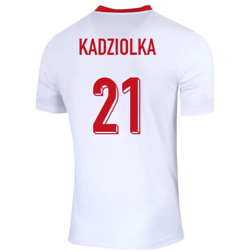 Danxen Donna Maglia Polonia Szymon Kadziolka #21 Bianco Kit Gara Home 24-26 Maglietta