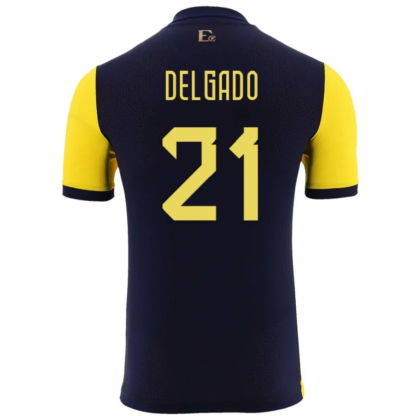 Danxen Donna Maglia Ecuador Patrickson Delgado #21 Giallo Kit Gara Home 24-26 Maglietta