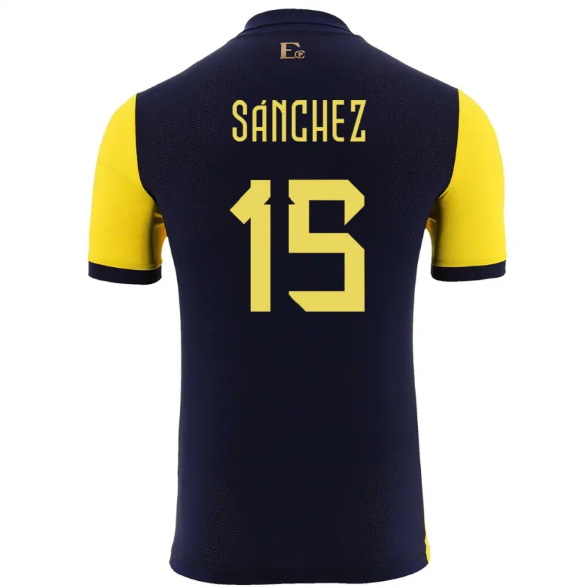 Danxen Donna Maglia Ecuador Juan Sanchez #15 Giallo Kit Gara Home 24-26 Maglietta