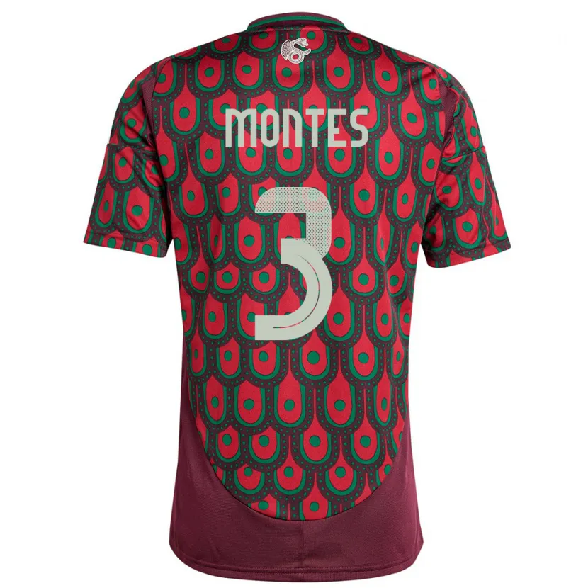 Danxen Donna Maglia Messico Cesar Montes #3 Marrone Kit Gara Home 24-26 Maglietta