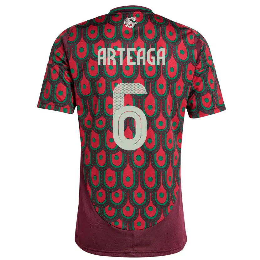 Danxen Donna Maglia Messico Gerardo Arteaga #6 Marrone Kit Gara Home 24-26 Maglietta