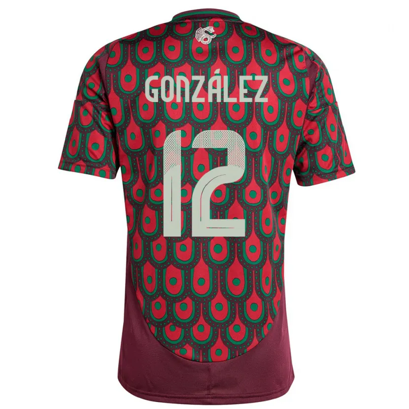 Danxen Donna Maglia Messico Itzel Gonzalez #12 Marrone Kit Gara Home 24-26 Maglietta
