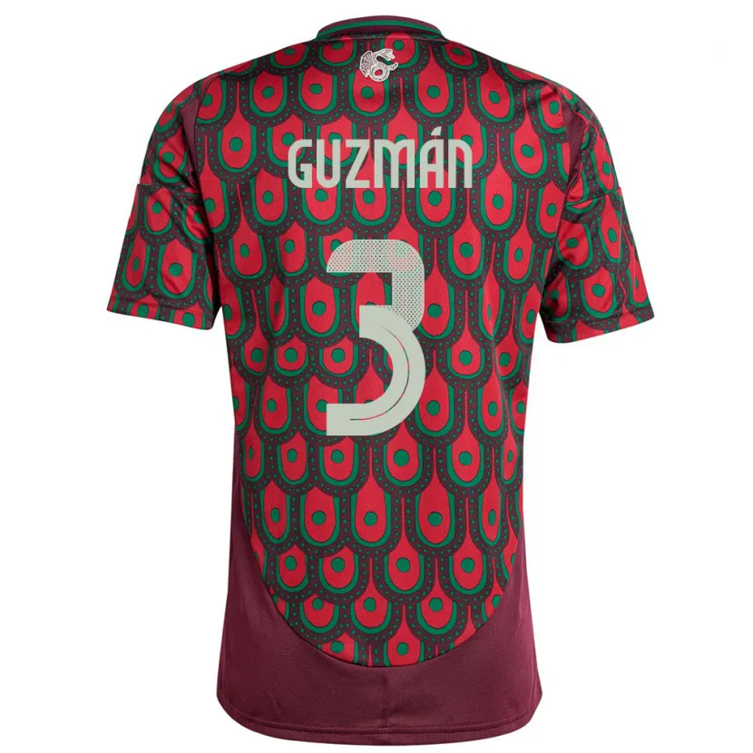 Danxen Donna Maglia Messico Victor Guzman #3 Marrone Kit Gara Home 24-26 Maglietta