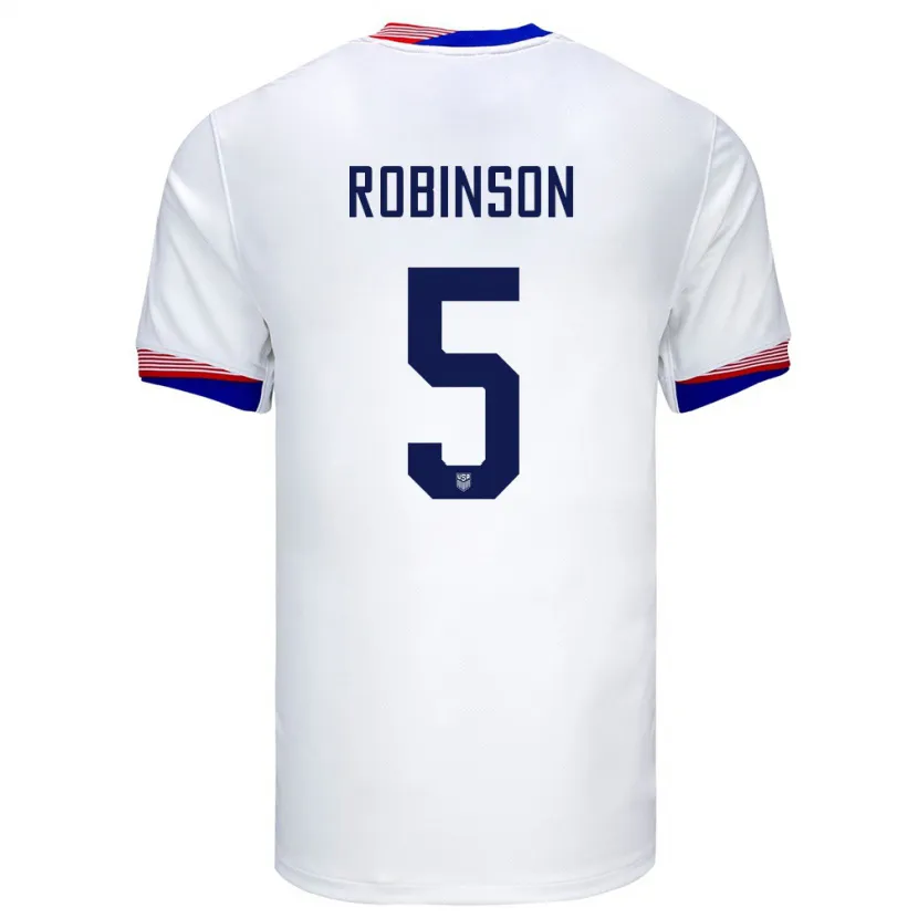 Danxen Donna Maglia Stati Uniti Antonee Robinson #5 Bianco Kit Gara Home 24-26 Maglietta