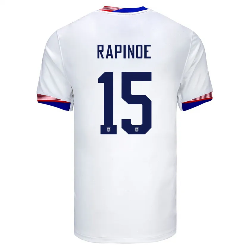 Danxen Donna Maglia Stati Uniti Megan Rapinoe #15 Bianco Kit Gara Home 24-26 Maglietta