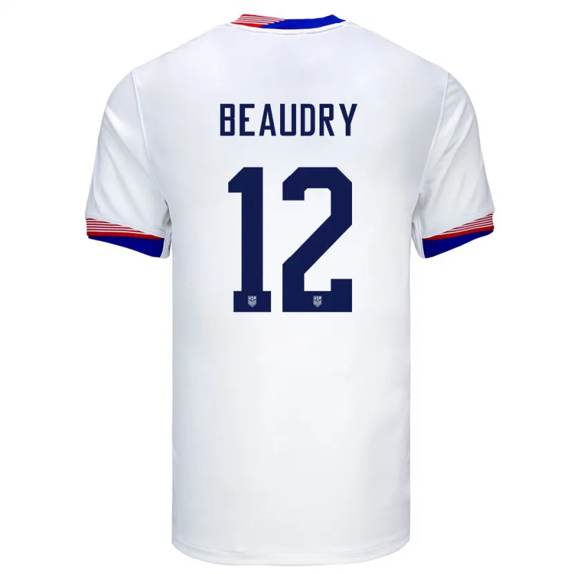 Danxen Donna Maglia Stati Uniti Adam Beaudry #12 Bianco Kit Gara Home 24-26 Maglietta