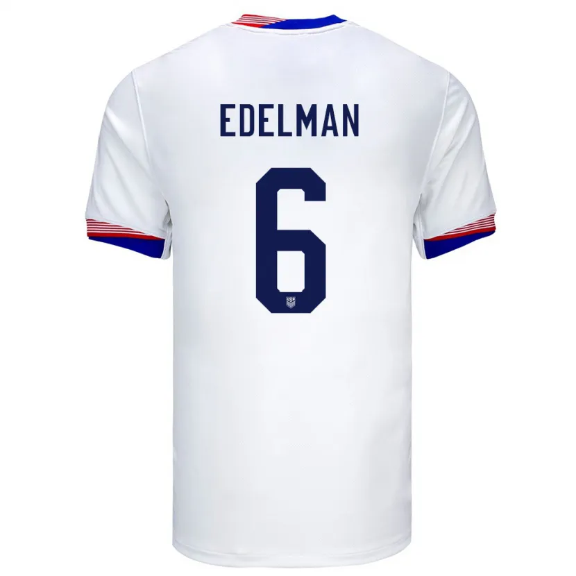 Danxen Donna Maglia Stati Uniti Daniel Edelman #6 Bianco Kit Gara Home 24-26 Maglietta