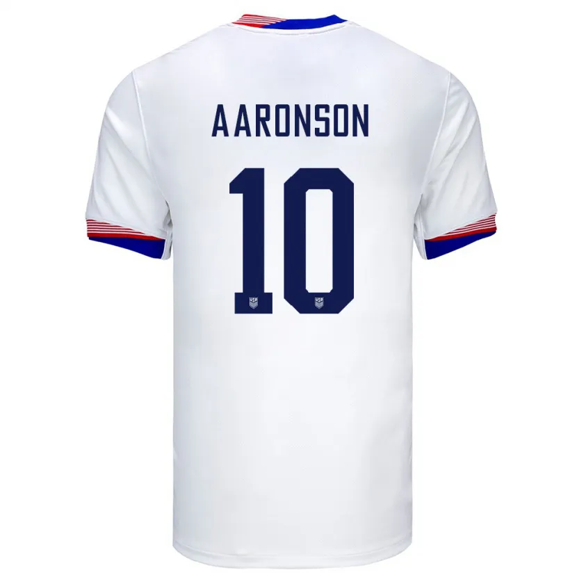 Danxen Donna Maglia Stati Uniti Paxten Aaronson #10 Bianco Kit Gara Home 24-26 Maglietta