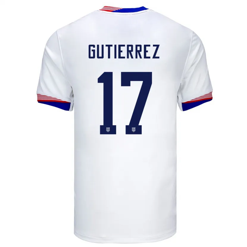 Danxen Donna Maglia Stati Uniti Brian Gutierrez #17 Bianco Kit Gara Home 24-26 Maglietta