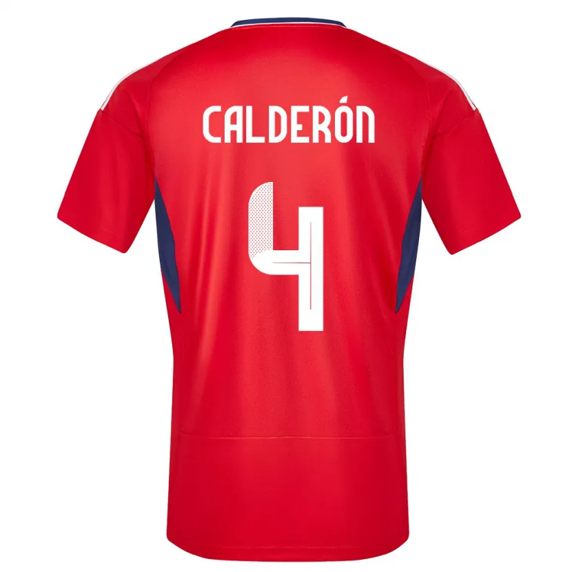 Danxen Donna Maglia Costa Rica Brandon Calderon #4 Rosso Kit Gara Home 24-26 Maglietta