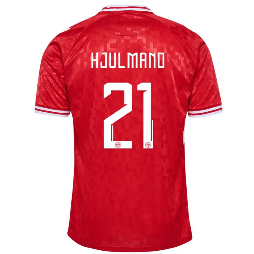 Danxen Donna Maglia Danimarca Morten Hjulmand #21 Rosso Kit Gara Home 24-26 Maglietta