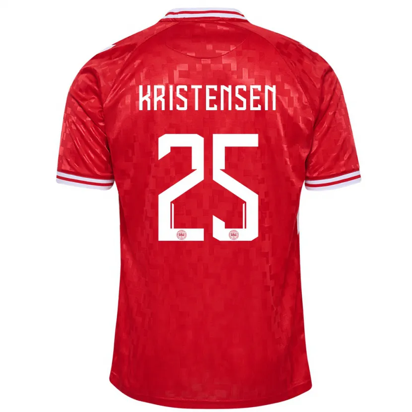 Danxen Donna Maglia Danimarca Rasmus Kristensen #25 Rosso Kit Gara Home 24-26 Maglietta