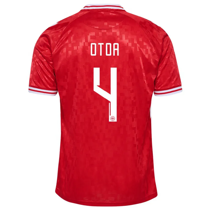 Danxen Donna Maglia Danimarca Sebastian Otoa #4 Rosso Kit Gara Home 24-26 Maglietta
