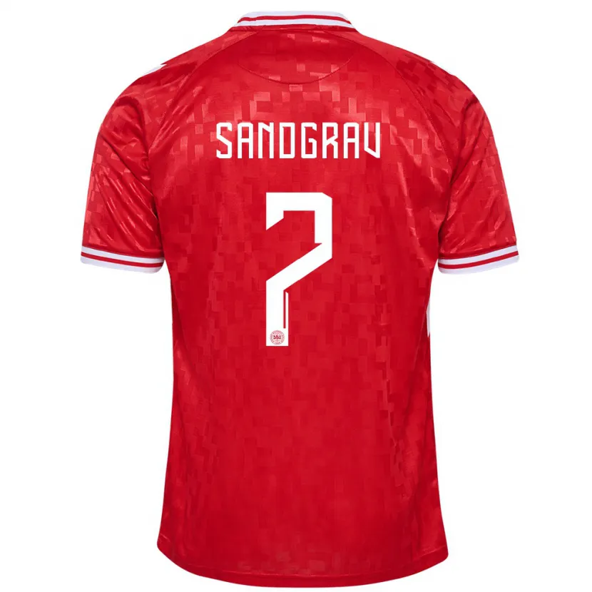 Danxen Donna Maglia Danimarca Lauge Sandgrav #7 Rosso Kit Gara Home 24-26 Maglietta