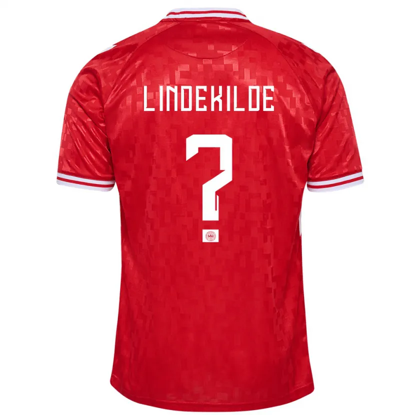 Danxen Donna Maglia Danimarca Jonatan Lindekilde #0 Rosso Kit Gara Home 24-26 Maglietta