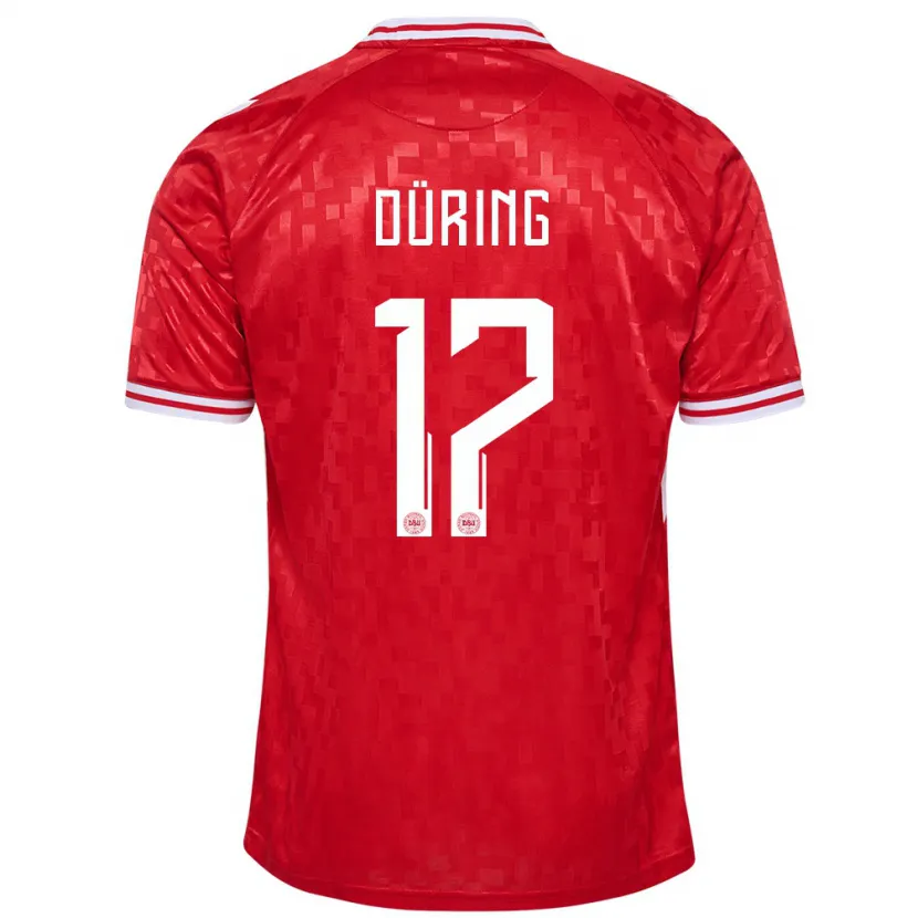 Danxen Donna Maglia Danimarca Rasmus Düring #17 Rosso Kit Gara Home 24-26 Maglietta