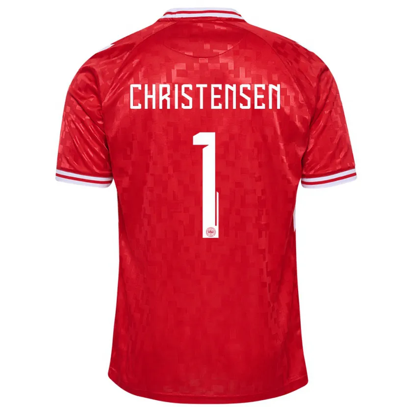 Danxen Donna Maglia Danimarca Lene Christensen #1 Rosso Kit Gara Home 24-26 Maglietta
