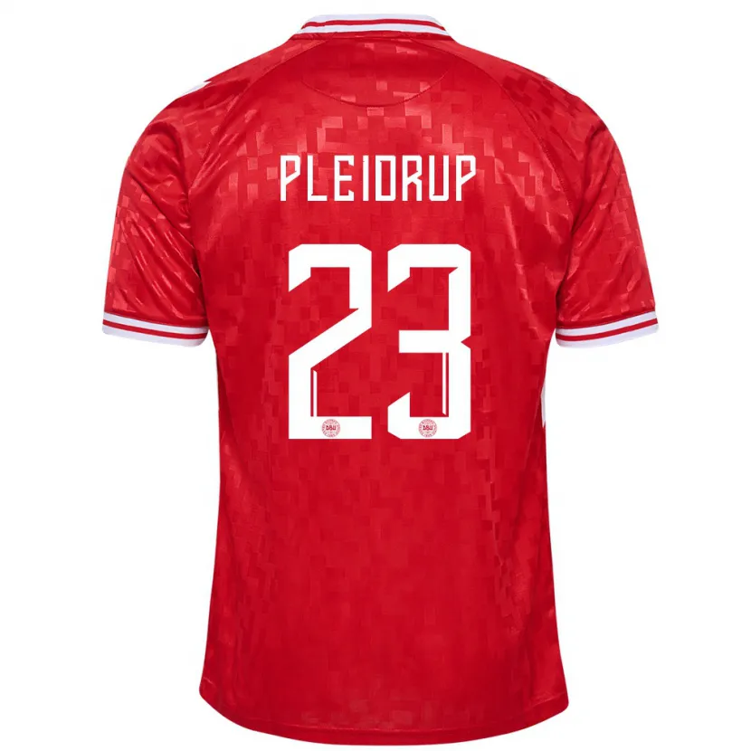 Danxen Donna Maglia Danimarca Caroline Pleidrup #23 Rosso Kit Gara Home 24-26 Maglietta