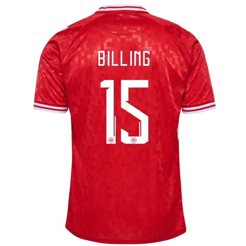 Danxen Donna Maglia Danimarca Philip Billing #15 Rosso Kit Gara Home 24-26 Maglietta
