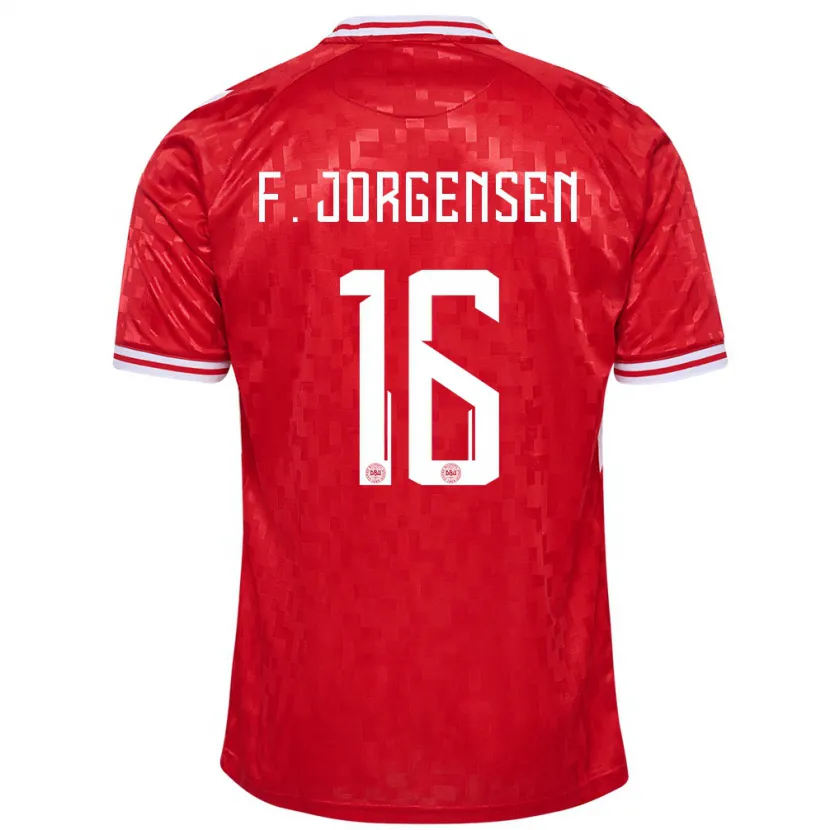 Danxen Donna Maglia Danimarca Filip Jorgensen #16 Rosso Kit Gara Home 24-26 Maglietta