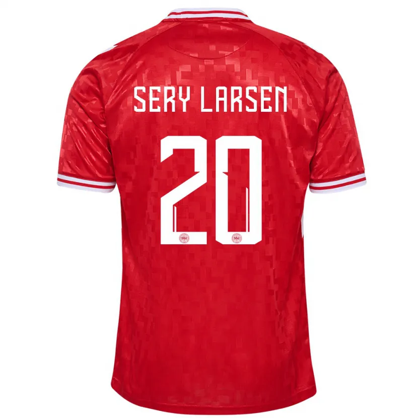 Danxen Donna Maglia Danimarca Japhet Sery Larsen #20 Rosso Kit Gara Home 24-26 Maglietta
