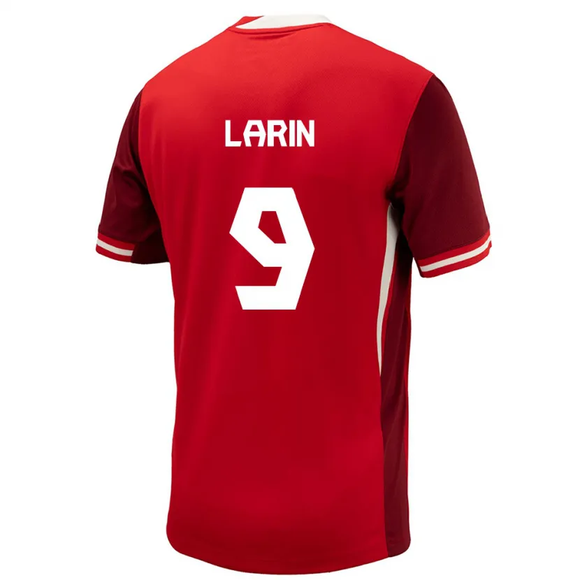 Danxen Donna Maglia Canada Cyle Larin #9 Rosso Kit Gara Home 24-26 Maglietta