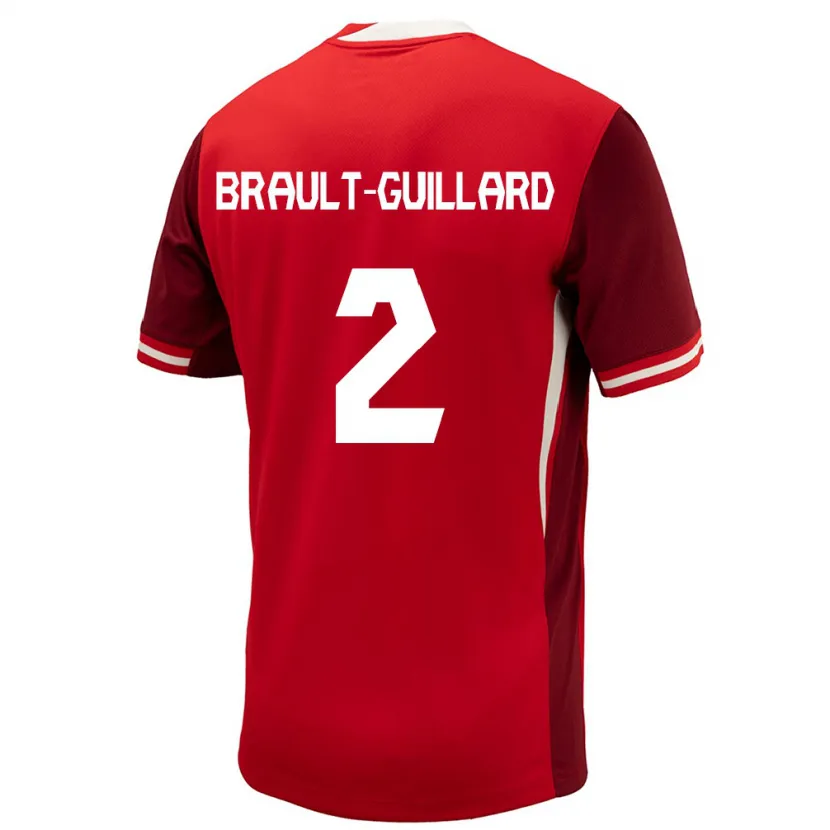 Danxen Donna Maglia Canada Zachary Brault-Guillard #2 Rosso Kit Gara Home 24-26 Maglietta
