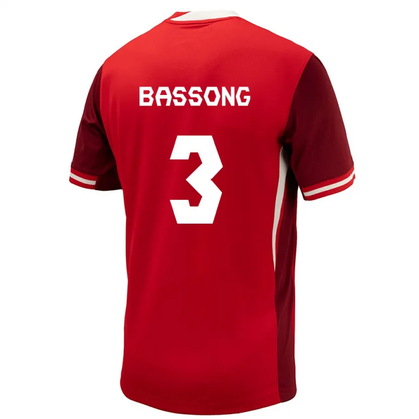Danxen Donna Maglia Canada Zorhan Bassong #3 Rosso Kit Gara Home 24-26 Maglietta