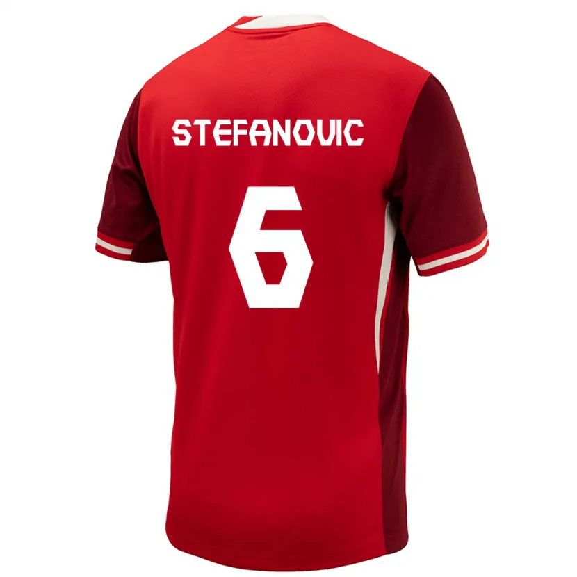 Danxen Donna Maglia Canada Lazar Stefanovic #6 Rosso Kit Gara Home 24-26 Maglietta