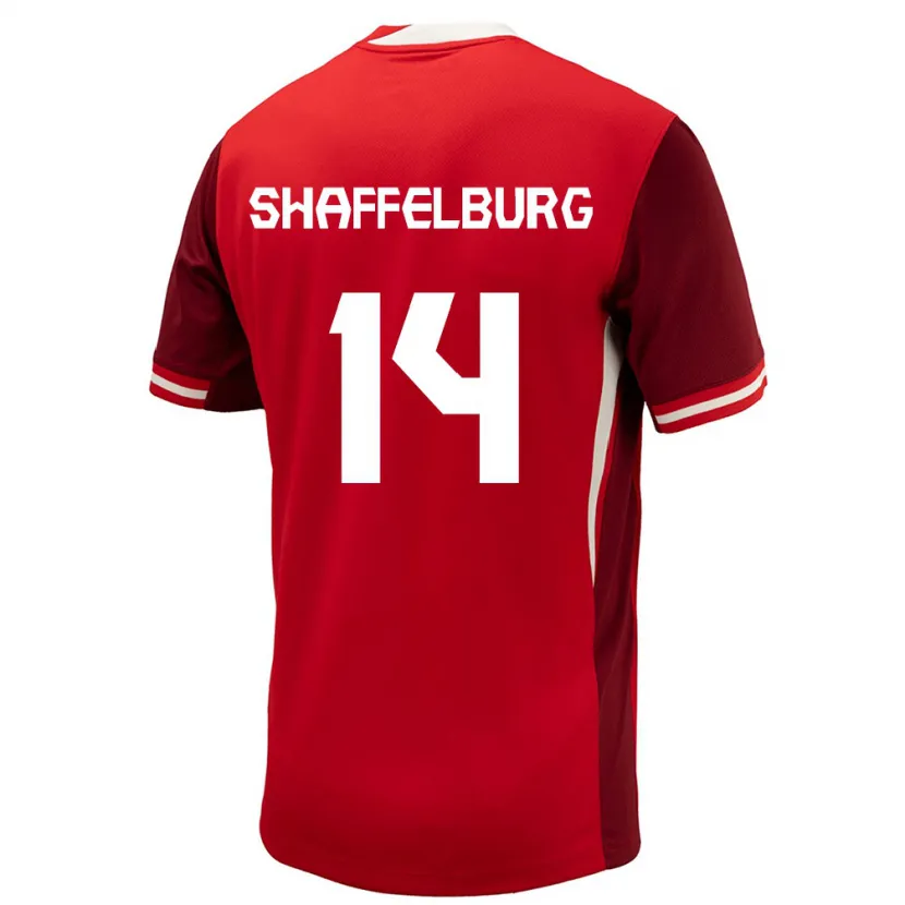 Danxen Donna Maglia Canada Jacob Shaffelburg #14 Rosso Kit Gara Home 24-26 Maglietta
