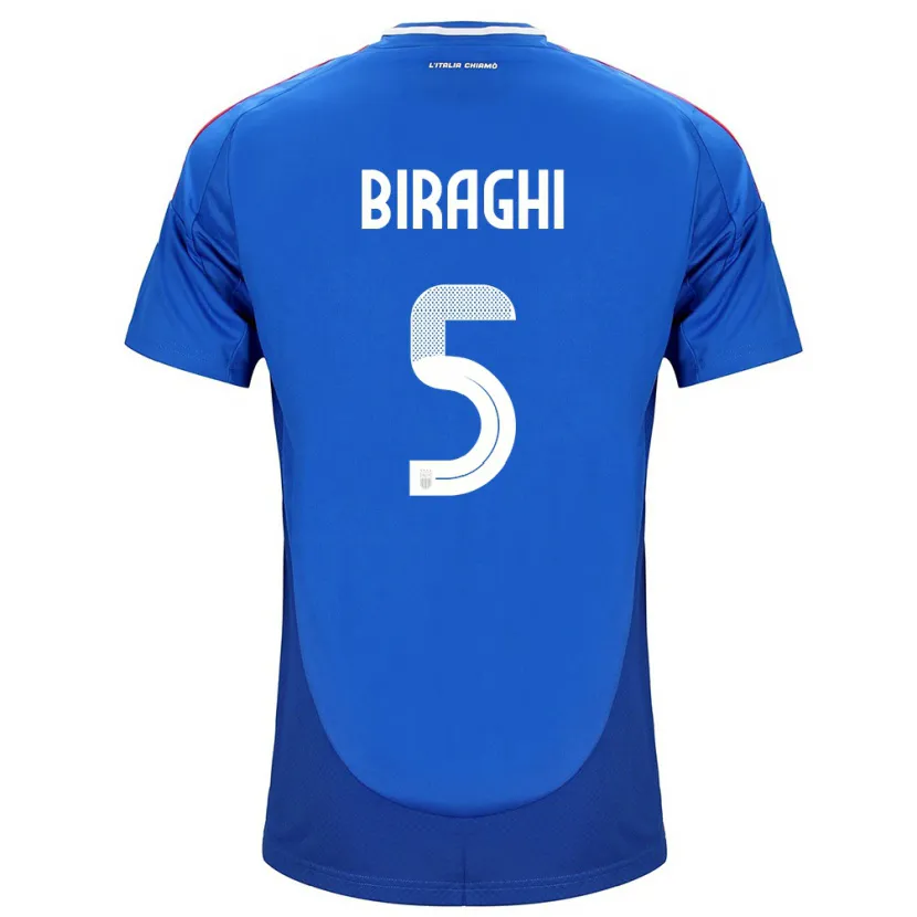 Danxen Donna Maglia Italia Cristiano Biraghi #5 Blu Kit Gara Home 24-26 Maglietta