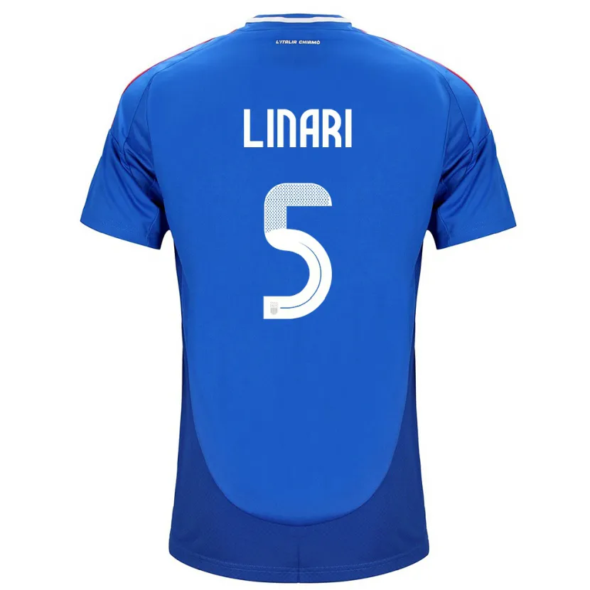 Danxen Donna Maglia Italia Elena Linari #5 Blu Kit Gara Home 24-26 Maglietta
