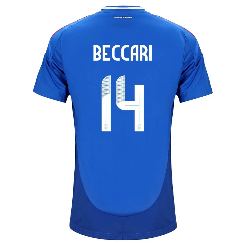 Danxen Donna Maglia Italia Chiara Beccari #14 Blu Kit Gara Home 24-26 Maglietta