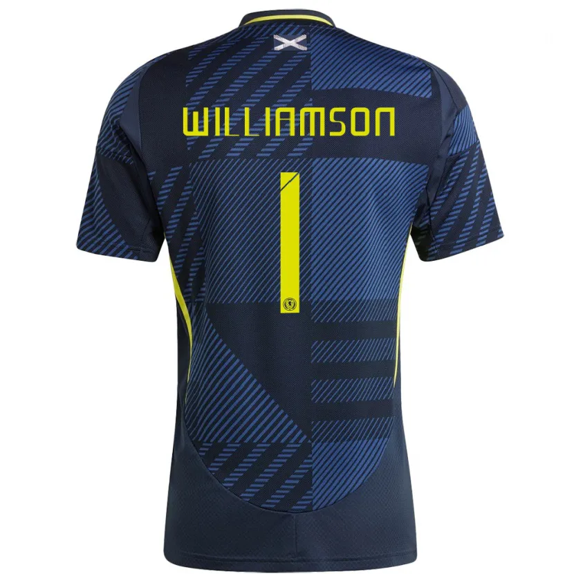 Danxen Donna Maglia Scotland Woody Williamson #1 Blu Scuro Kit Gara Home 24-26 Maglietta