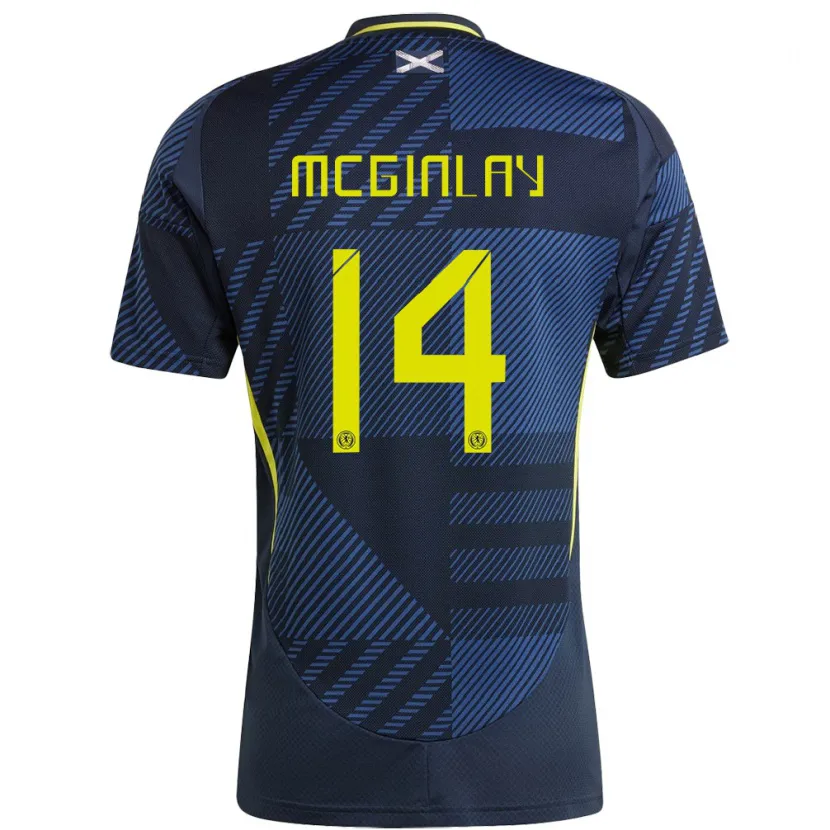 Danxen Donna Maglia Scotland Aiden Mcginlay #14 Blu Scuro Kit Gara Home 24-26 Maglietta