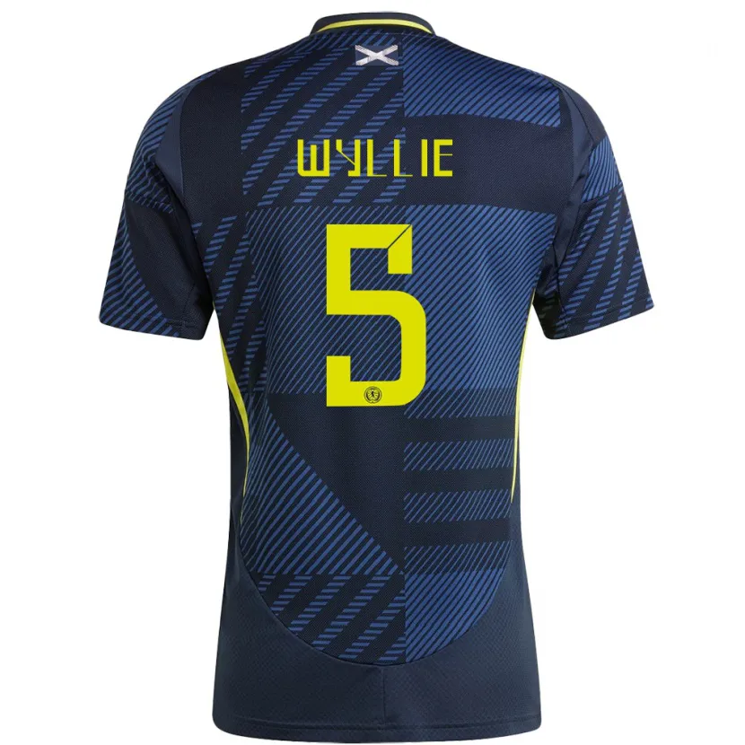 Danxen Donna Maglia Scotland Jack Wyllie #5 Blu Scuro Kit Gara Home 24-26 Maglietta
