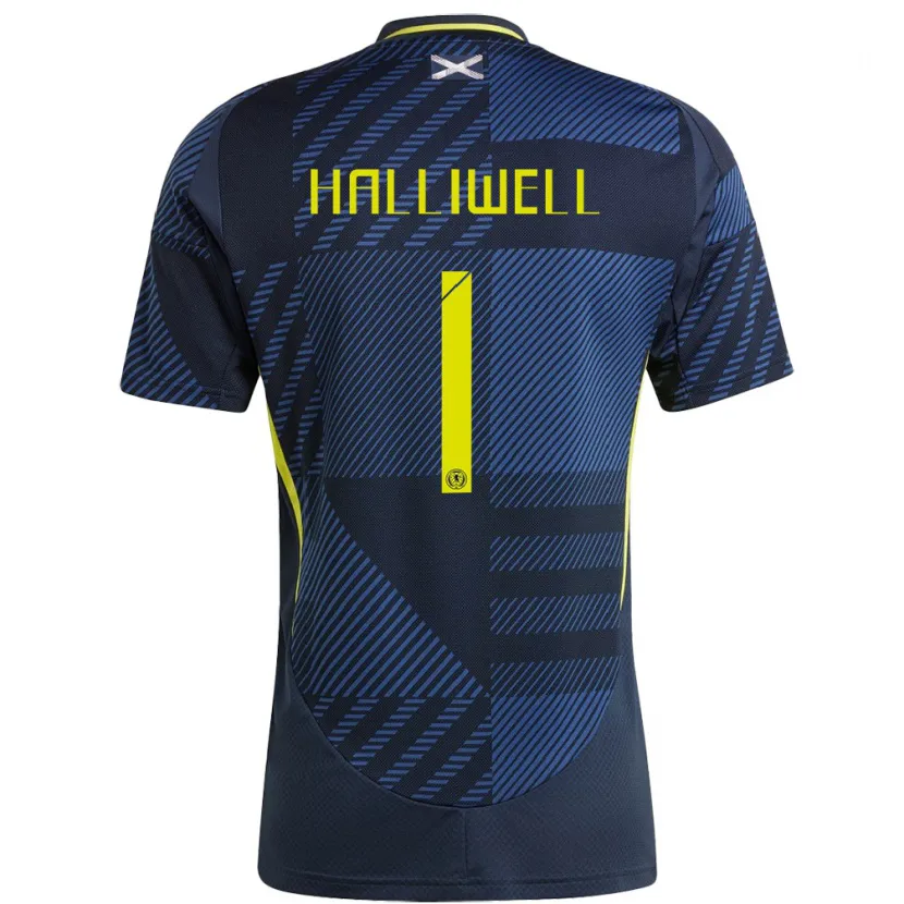 Danxen Donna Maglia Scotland Alfie Halliwell #1 Blu Scuro Kit Gara Home 24-26 Maglietta