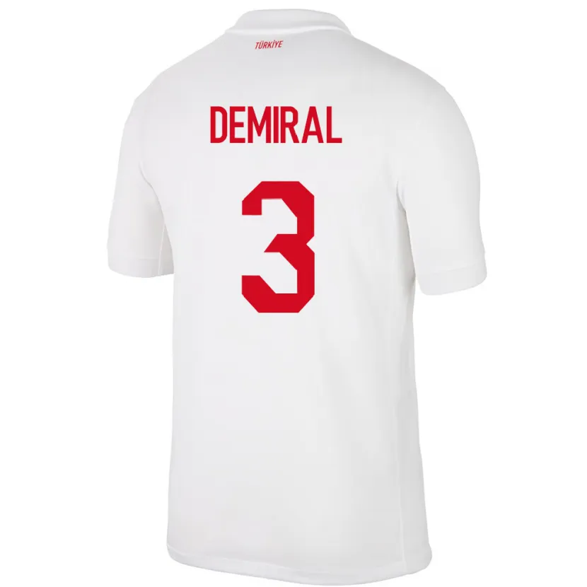 Danxen Donna Maglia Turchia Merih Demiral #3 Bianco Kit Gara Home 24-26 Maglietta