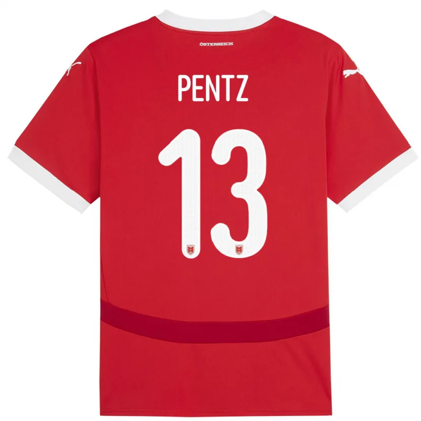 Danxen Donna Maglia Austria Patrick Pentz #13 Rosso Kit Gara Home 24-26 Maglietta