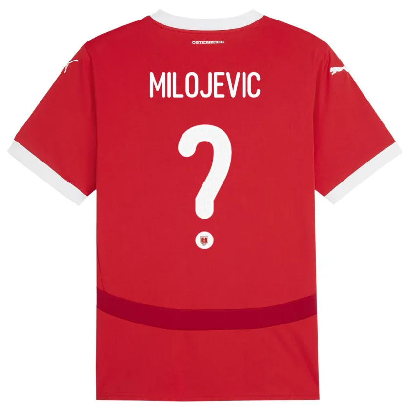Danxen Donna Maglia Austria Filip Milojevic #0 Rosso Kit Gara Home 24-26 Maglietta