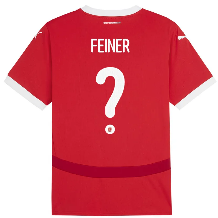 Danxen Donna Maglia Austria Fabian Feiner #0 Rosso Kit Gara Home 24-26 Maglietta