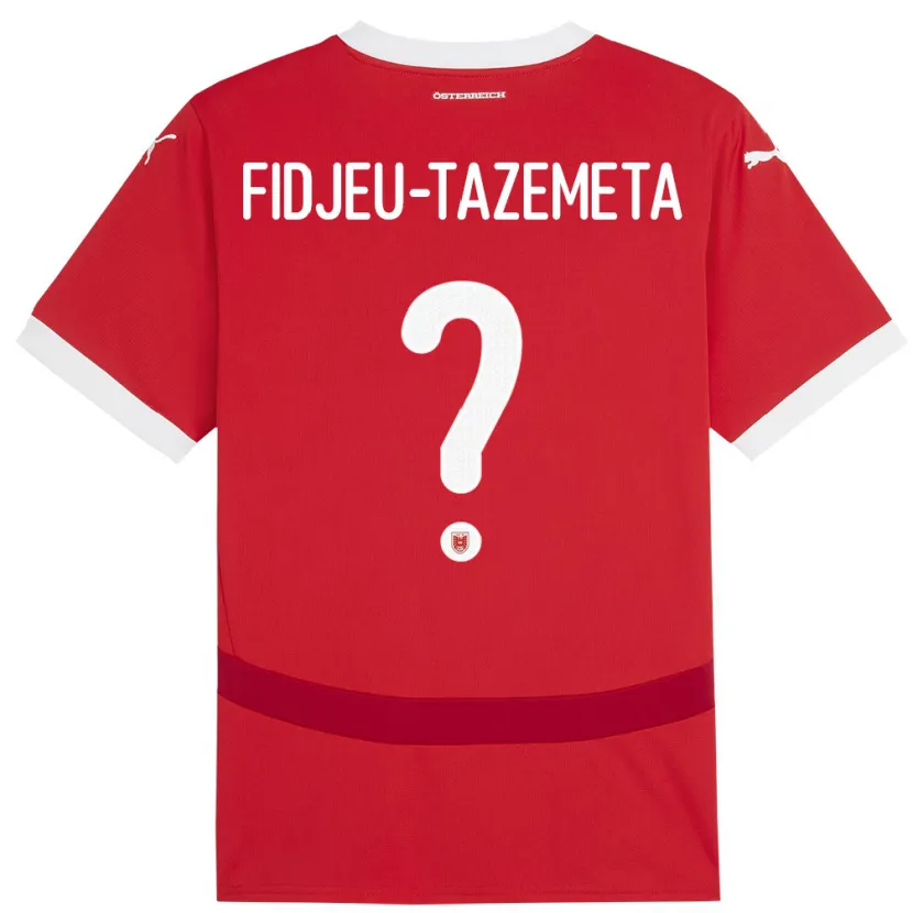 Danxen Donna Maglia Austria Thierry Fidjeu-Tazemeta #0 Rosso Kit Gara Home 24-26 Maglietta