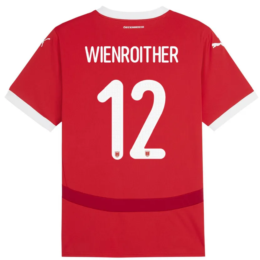 Danxen Donna Maglia Austria Laura Wienroither #12 Rosso Kit Gara Home 24-26 Maglietta