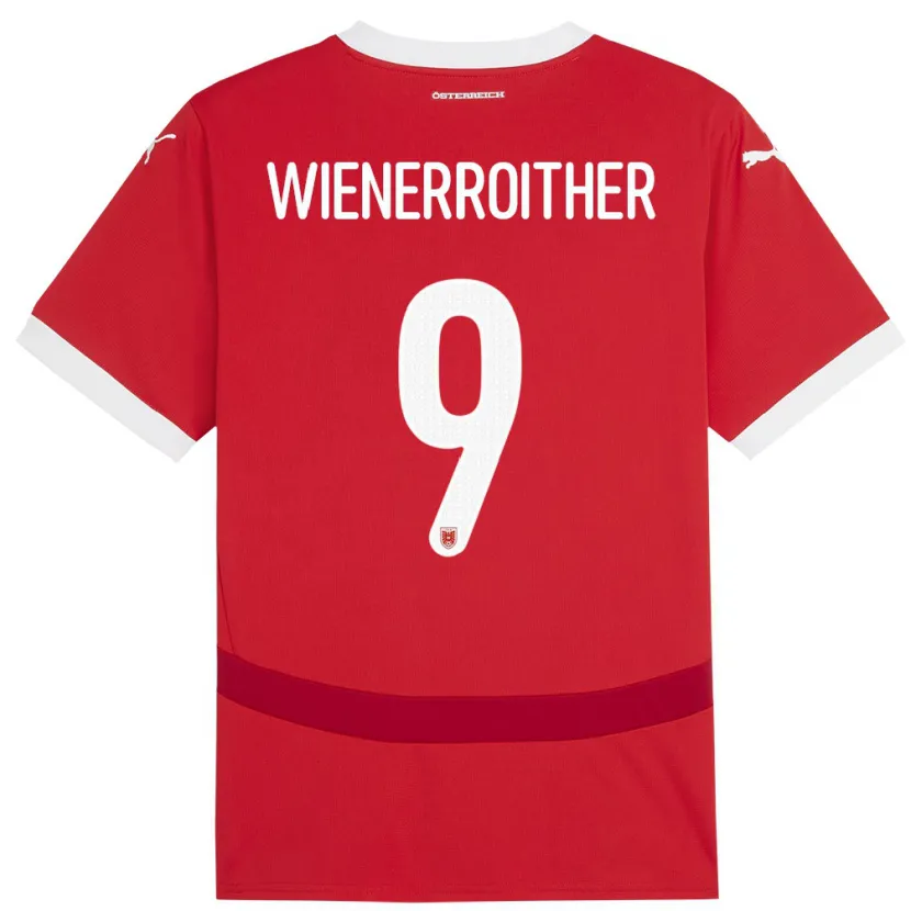 Danxen Donna Maglia Austria Katja Wienerroither #9 Rosso Kit Gara Home 24-26 Maglietta