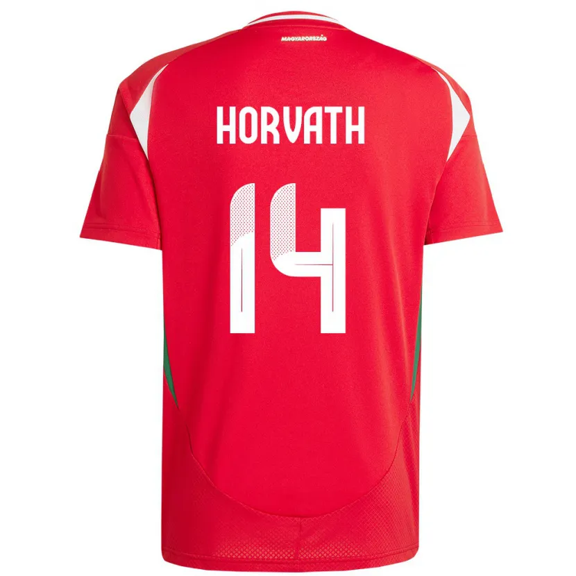 Danxen Donna Maglia Ungheria Artúr Horváth #14 Rosso Kit Gara Home 24-26 Maglietta
