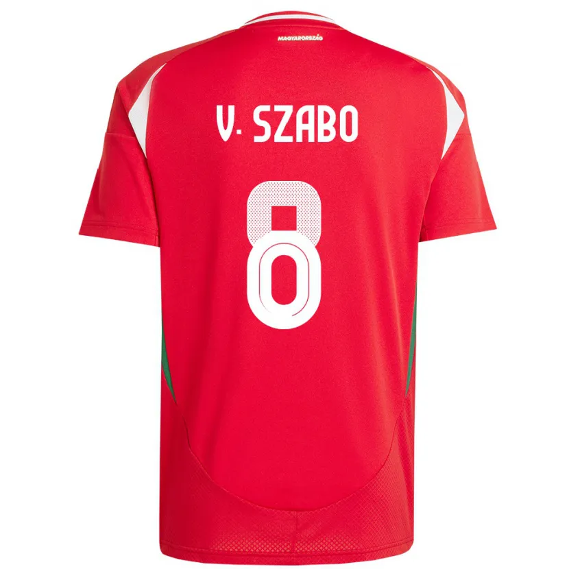 Danxen Donna Maglia Ungheria Viktória Szabó #8 Rosso Kit Gara Home 24-26 Maglietta
