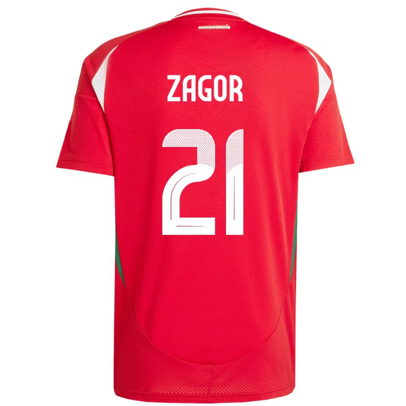 Danxen Donna Maglia Ungheria Bernadett Zágor #21 Rosso Kit Gara Home 24-26 Maglietta